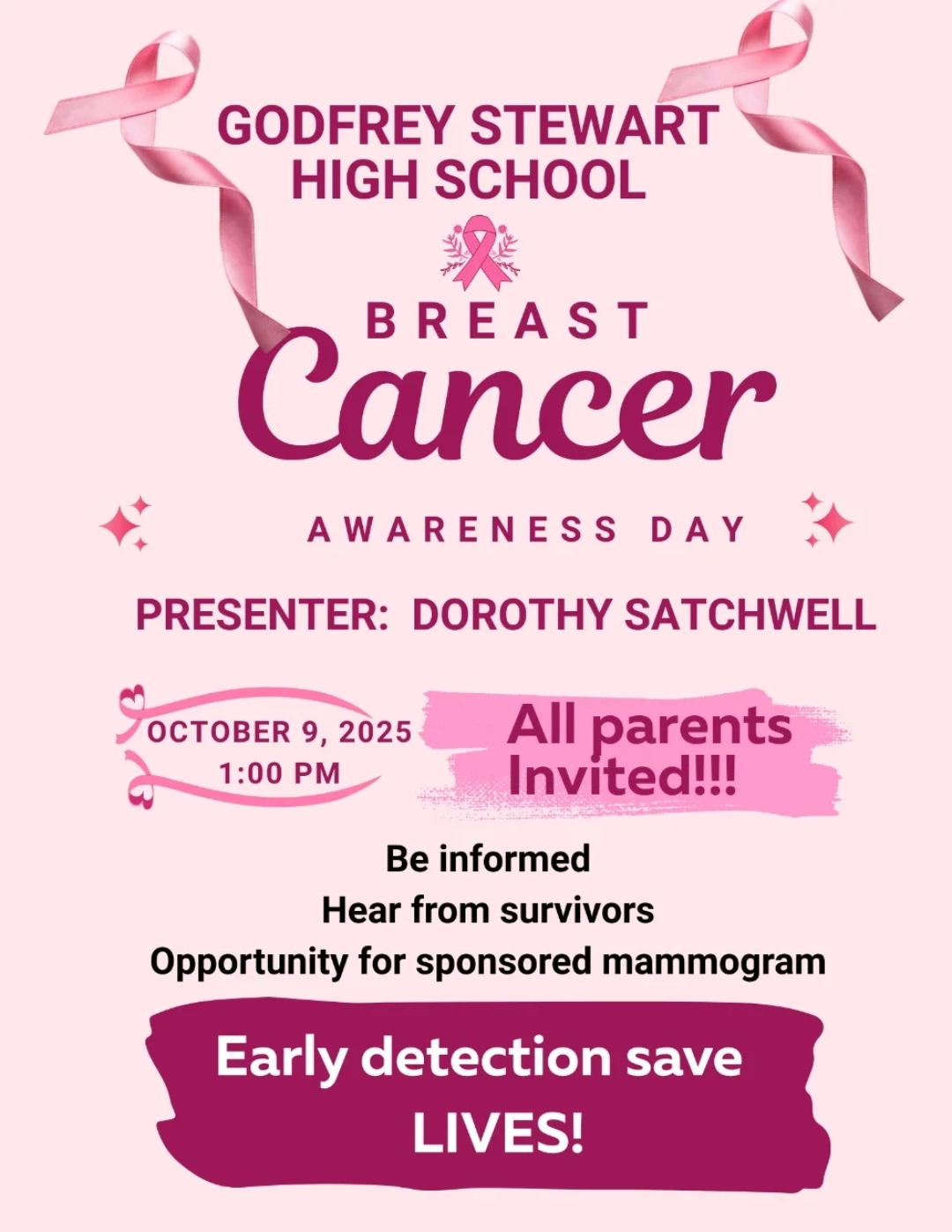 Breast Cancer Awareness Day October 9th